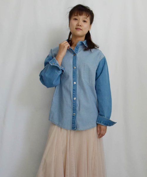 ARGO TOKYO(アルゴトウキョウ)/Switching Denim Shirt 23040 切り替えデニムシャツ　切り替えデニム　デニムシャツ　シャツ　ブラウス　コットンシャツ　春　秋　冬　トップ/img19