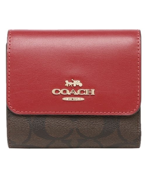 COACH(コーチ)/コーチ アウトレット 三つ折り財布 シグネチャー ミニ財布 ブラウン レッド レディース COACH CE930 IMRVQ/img05