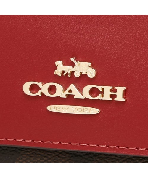 COACH(コーチ)/コーチ アウトレット 三つ折り財布 シグネチャー ミニ財布 ブラウン レッド レディース COACH CE930 IMRVQ/img06