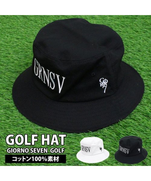 TopIsm(トップイズム)/ハット ゴルフウェア 帽子 メンズ GIORNO SEVEN ジョルノセブン ゴルフ バケットハット ロゴ刺繍 キャップ ホワイト ブラック/img01