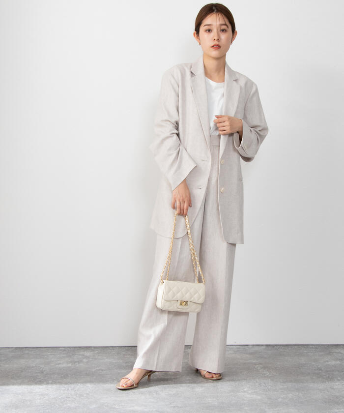 五明祐子さん着用 ◇【WEB限定】POLY・LINEN マニッシュワイドパンツ