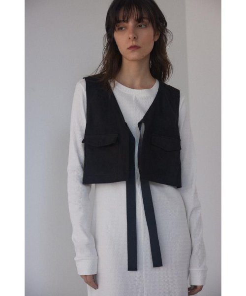 BLACK BY MOUSSY(ブラックバイマウジー)/front ribbon vest/img01