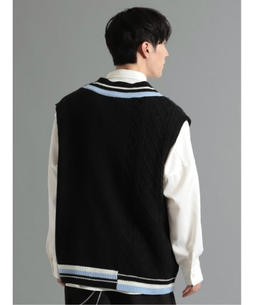 ケーブル柄切替 Vネック ニットベスト 人気・おすすめ｜使いやすい・旅行におすすめ 品質保証 全国発送 日本国内発送・最短翌日お届け