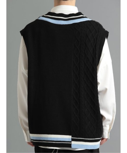 ケーブル柄切替 Vネック ニットベスト 人気・おすすめ｜使いやすい・旅行におすすめ 品質保証 全国発送 日本国内発送・最短翌日お届け