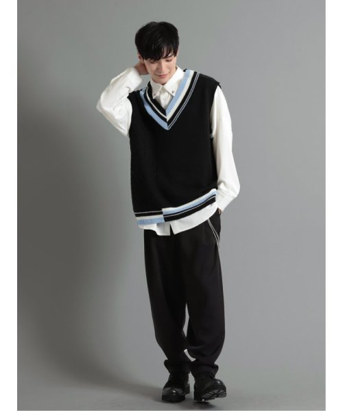 ケーブル柄切替 Vネック ニットベスト 人気・おすすめ｜使いやすい・旅行におすすめ 品質保証 全国発送 日本国内発送・最短翌日お届け