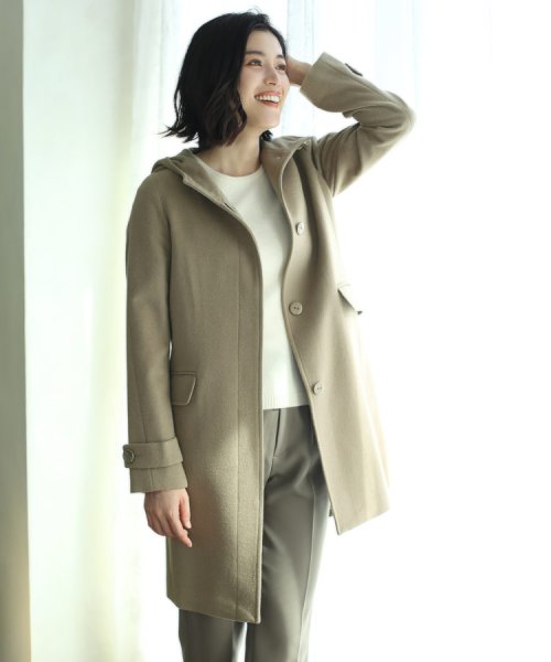 [Filomo]カシミヤ混ウールフード付きコート 
