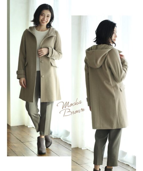 [Filomo]カシミヤ混ウールフード付きコート 