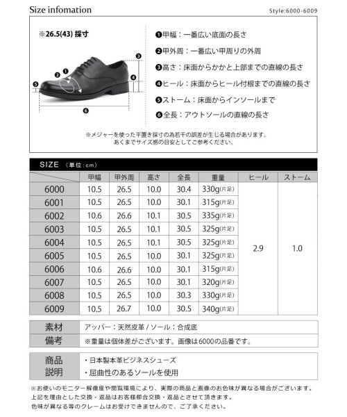 SFW(サンエーフットウェア)/【日本製本革】革靴 メンズ ストリート セットアップ ビジネス 大きいサイズ 内羽根 ストレートチップ ☆6000/img15