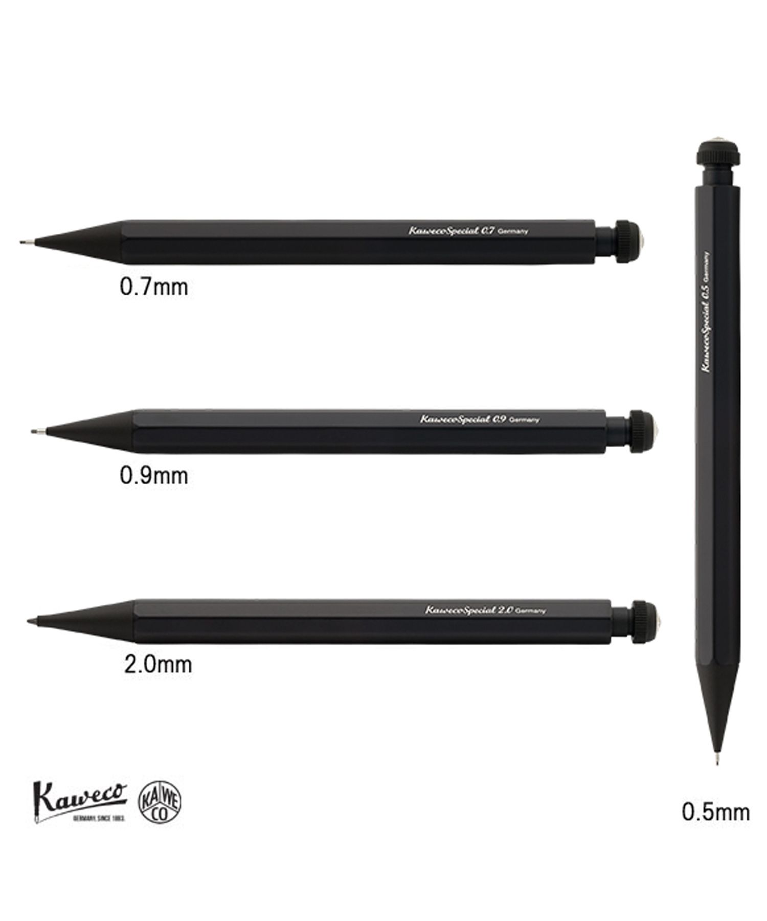 カヴェコ kaweco スペシャル ペンシル シャーペン シャープペンシル 0.9mm プッシュ式 SPECIAL PUSH PENCIL ブラック  黒 PS－ - 正規店国産