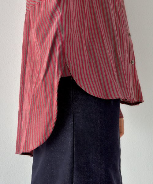 STYLE DELI(スタイルデリ)/カラーナチュラルストライプ織りシャツ/img23