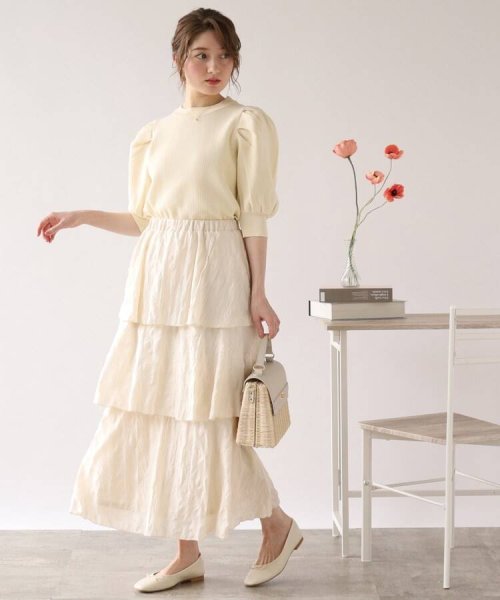 Couture Brooch(クチュールブローチ)/【WEB限定】ワッシャーティアードスカート/img01