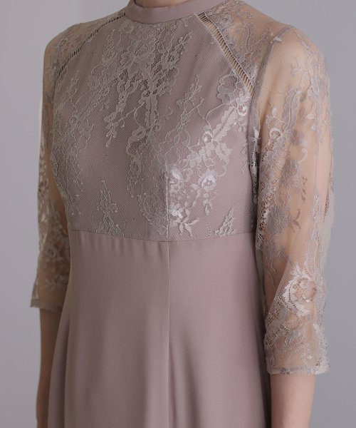 レースハイウエスト切替えマーメイドワンピース 