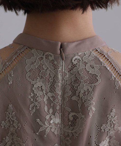 レースハイウエスト切替えマーメイドワンピース 