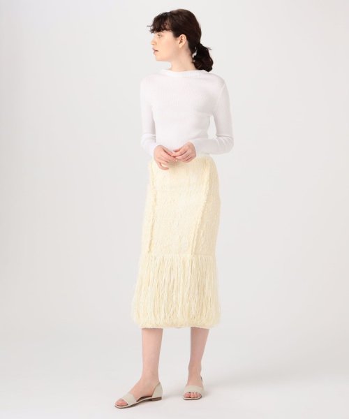 フリンジラフツイード タイトミディスカート 