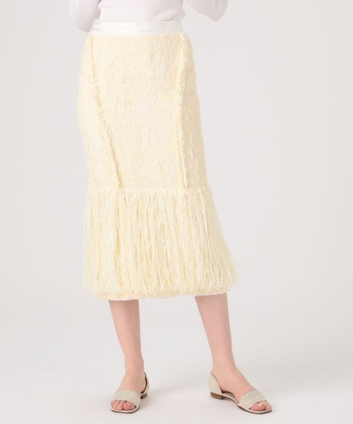 フリンジラフツイード タイトミディスカート 