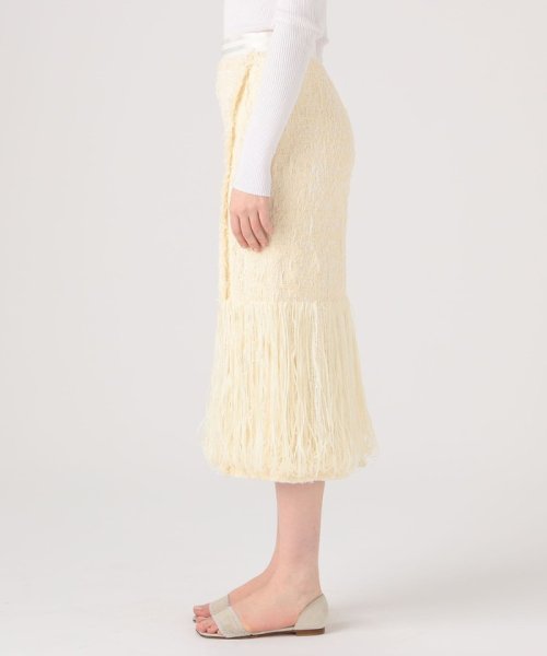フリンジラフツイード タイトミディスカート 