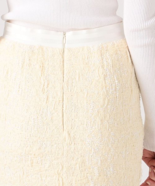 フリンジラフツイード タイトミディスカート 