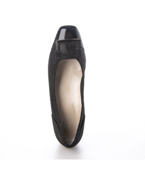 【3E】ローヒールスクエアパンプス 3E 本革