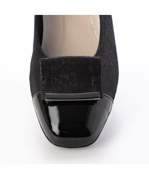 【3E】ローヒールスクエアパンプス 3E 本革