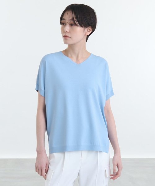 INDIVI(インディヴィ)/【新色登場！/洗える/夏に着たい】Vネック Tシャツライクニット/img02