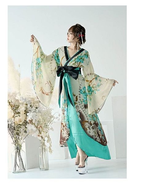 セール】キャバドレス 和柄 花柄 中ミニ 花魁 着物ドレス 和柄 衣装  