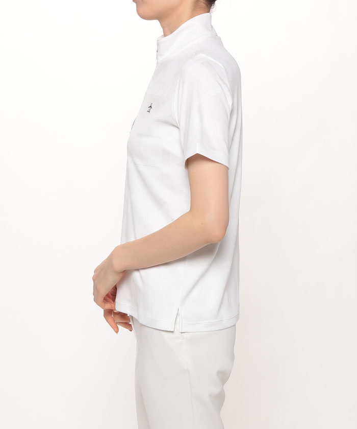 『SEASON』サンスクリーンチェック柄ジャカードジップアップ半袖シャツ(吸汗速乾/UV CUT(UPF15)/クーリング(効果)/遮熱)