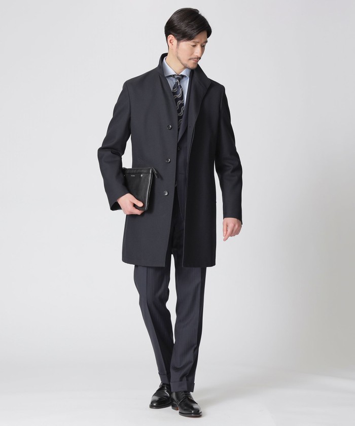ヴェリテクール　スタンドカラーコート ウーステッドウールカルゼスプリングスタンドカラーコート(505201791