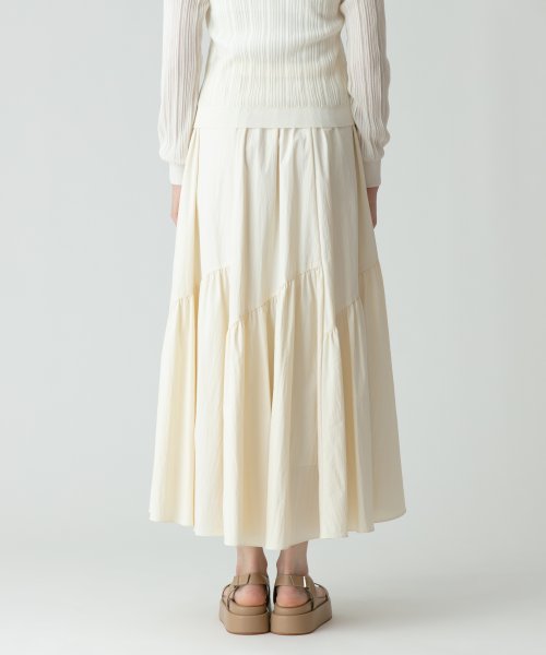 バイヤス切替ギャザースカート 手洗い可能です フィッティングモデル 詳細画像 165cm B73 W61 H85　着用サイズ：02
