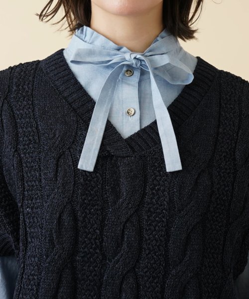 ケーブル編みVネックニットベスト【プラス企画】 