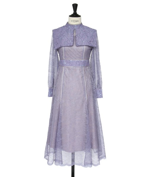 レースコンビネーションビブカラーマーメイドシルエットワンピース「U1177」 