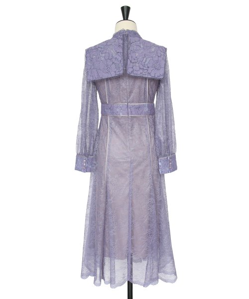 レースコンビネーションビブカラーマーメイドシルエットワンピース「U1177」 