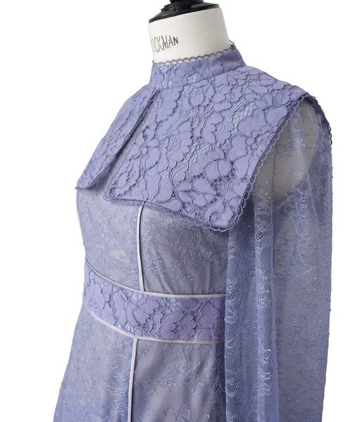 レースコンビネーションビブカラーマーメイドシルエットワンピース「U1177」 