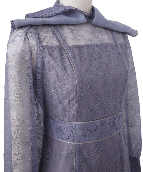 レースコンビネーションビブカラーマーメイドシルエットワンピース「U1177」 