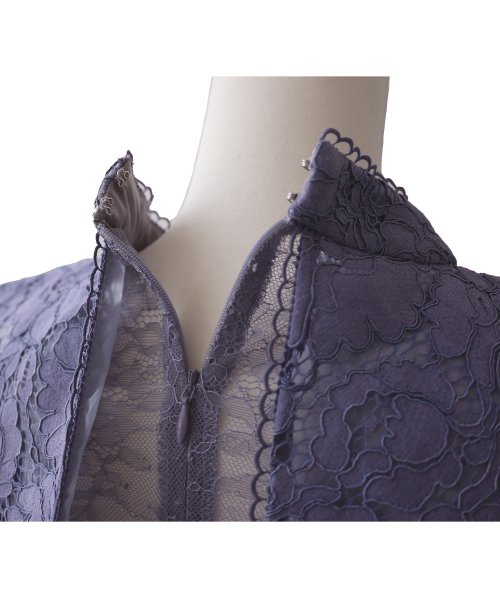 レースコンビネーションビブカラーマーメイドシルエットワンピース「U1177」 