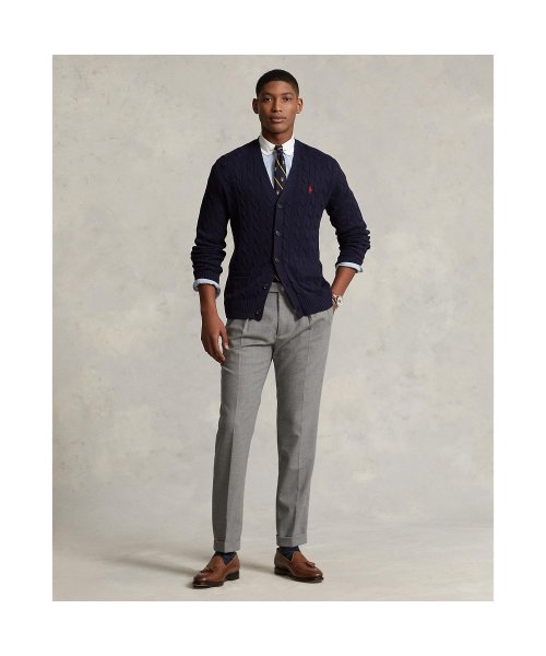 ケーブルニット コットン カーディガン 