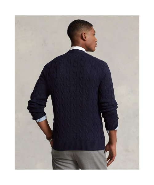 ケーブルニット コットン カーディガン 