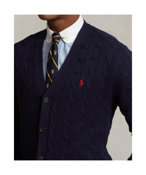 ケーブルニット コットン カーディガン 