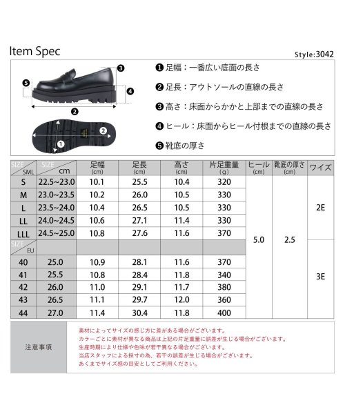 SFW(サンエーフットウェア)/5cmヒール 厚底 履きやすい 歩きやすい 走れる レディース メンズ コインローファー ☆3042/img15