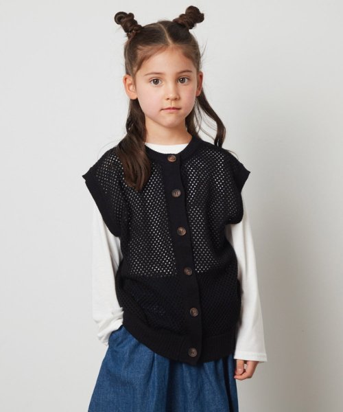 a.v.v(KID'S)(アー・ヴェ・ヴェキッズ)/[120－130]【2点セット/2WAY】バックボタンメッシュニットベストセット/img07