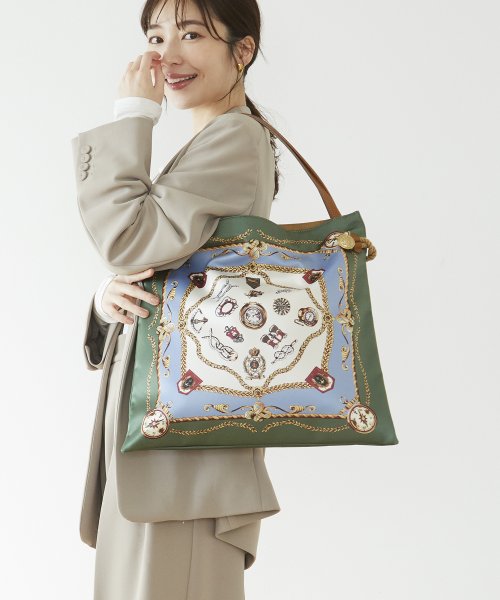 【TREASURE TOPKAPI】トレジャー トプカピ【アーカイブ】マイルドサテン スカーフ パネル柄 トートバッグ 2023 