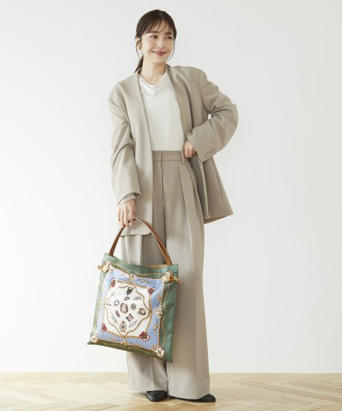 【TREASURE TOPKAPI】トレジャー トプカピ【アーカイブ】マイルドサテン スカーフ パネル柄 トートバッグ 2023 