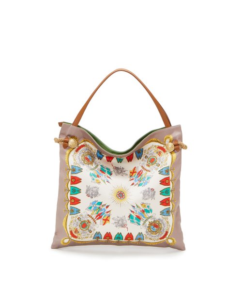 【TREASURE TOPKAPI】トレジャー トプカピ【アーカイブ】マイルドサテン スカーフ パネル柄 トートバッグ 2023 