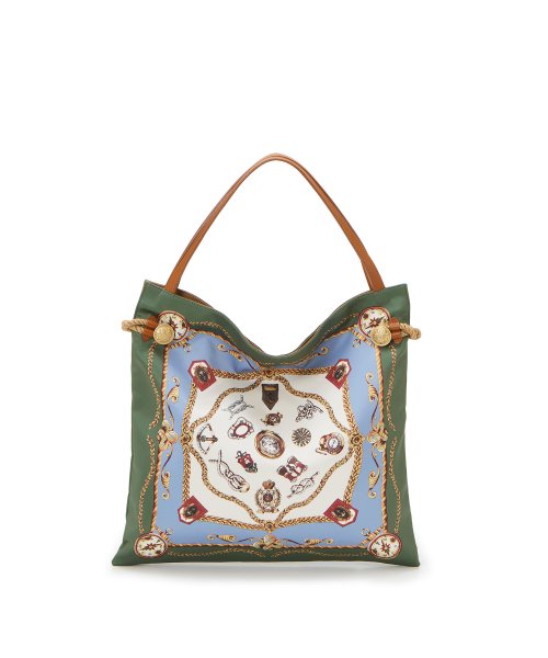 【TREASURE TOPKAPI】トレジャー トプカピ【アーカイブ】マイルドサテン スカーフ パネル柄 トートバッグ 2023 