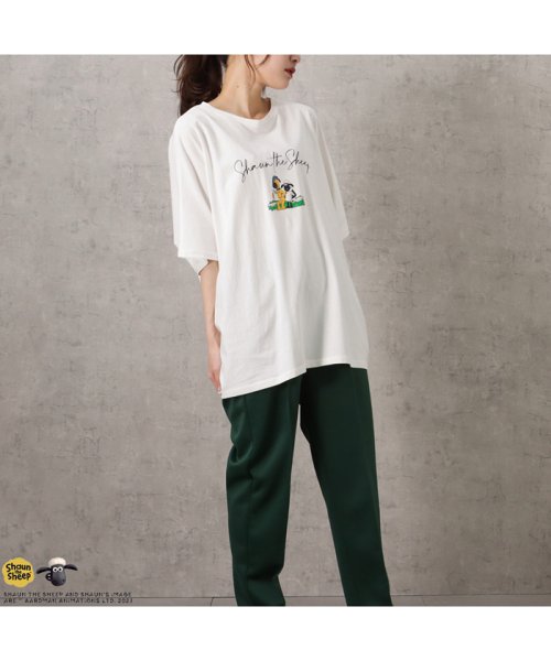 MAC HOUSE(women)(マックハウス（レディース）)/ひつじのショーン ドルマンTシャツ W99772KM/img01