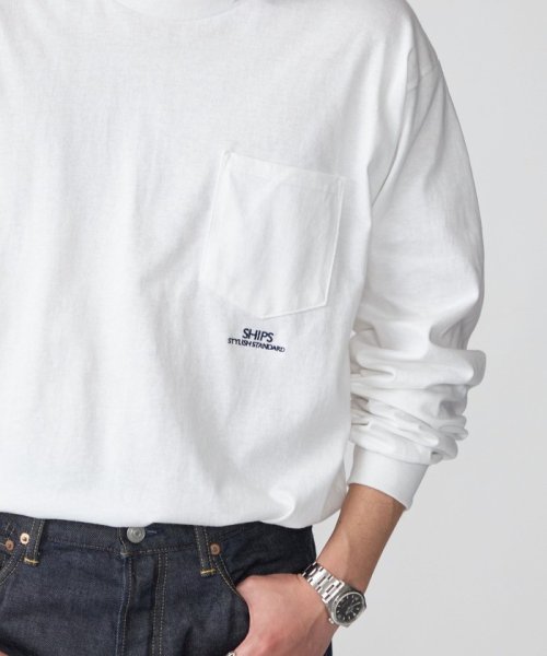 SHIPS MEN(シップス　メン)/*SHIPS: STYLISH STANDARD ミニロゴ 刺繍 ポケット ロングスリーブ Tシャツ/img03