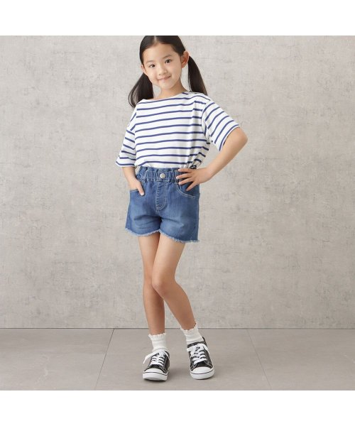 MAC HOUSE(kid's)(マックハウス（キッズ）)/NAVY ネイビー デニムフリンジショートパンツ M41496/img01