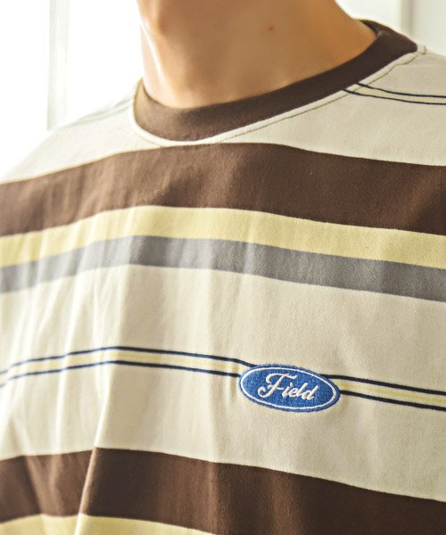 LUXSTYLE(ラグスタイル)/マルチボーダーロンT/ロンT メンズ 長袖Tシャツ ビッグシルエット マルチボーダー ワンポイント 刺繍/img09