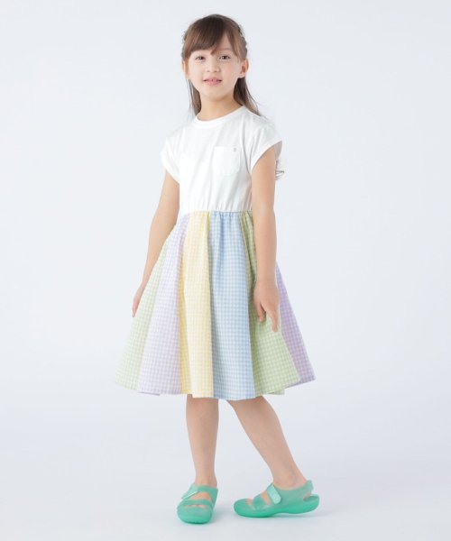 SHIPS KIDS(シップスキッズ)/SHIPS KIDS:100～130cm / パネル チェック/ストライプ ワンピース/img02