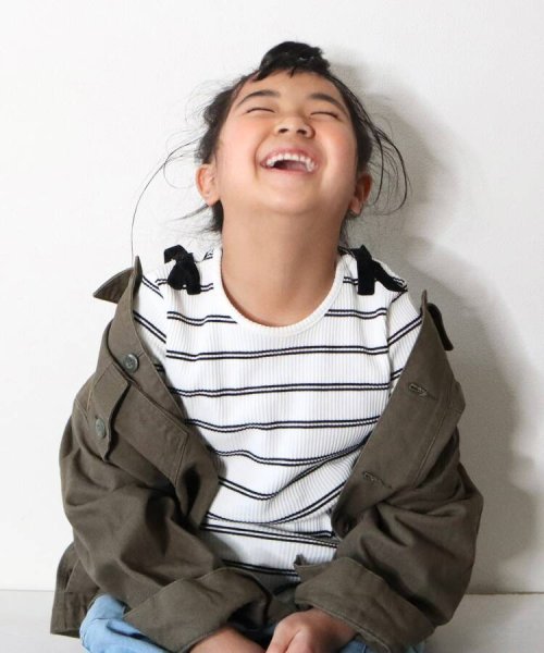 SHOO・LA・RUE(Kids) (シューラルーキッズ)/【110－140cm】テレコボーダー肩リボンロンT/img11