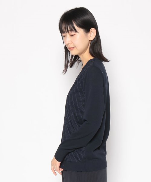 Vネックニットカーディガン 【カタログ掲載・アンサンブル対応・洗える】ハイツイストコットンアセテート カーディガン NA1734003706(13200円)